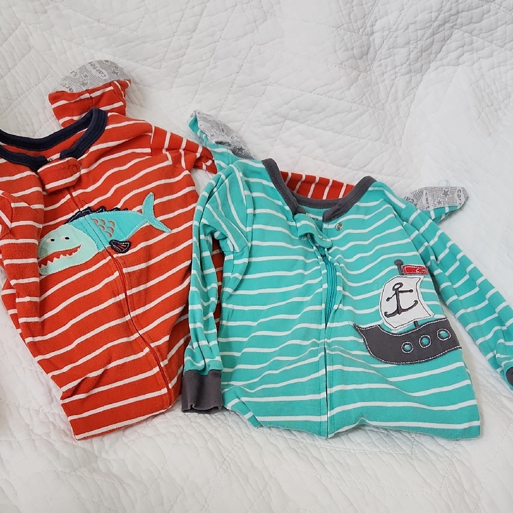 Carter's Red and Teal Striped Toddler Shirts